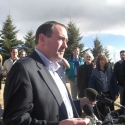 Gov. Mike Huckabee at news conference in Colorado Springs, CO in Feb. 2008